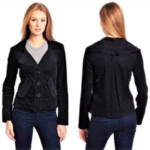 BLACK CORDUROY LOLE JACKET SIZE 12 LARGE PEA COAT